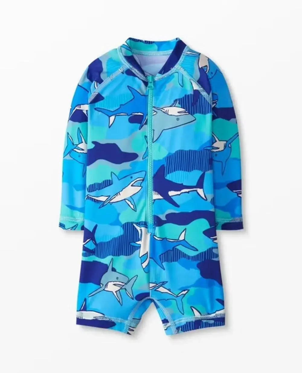 Hanna Andersson Baby Shark Rash Guard Swimsuit 6-12M Blue